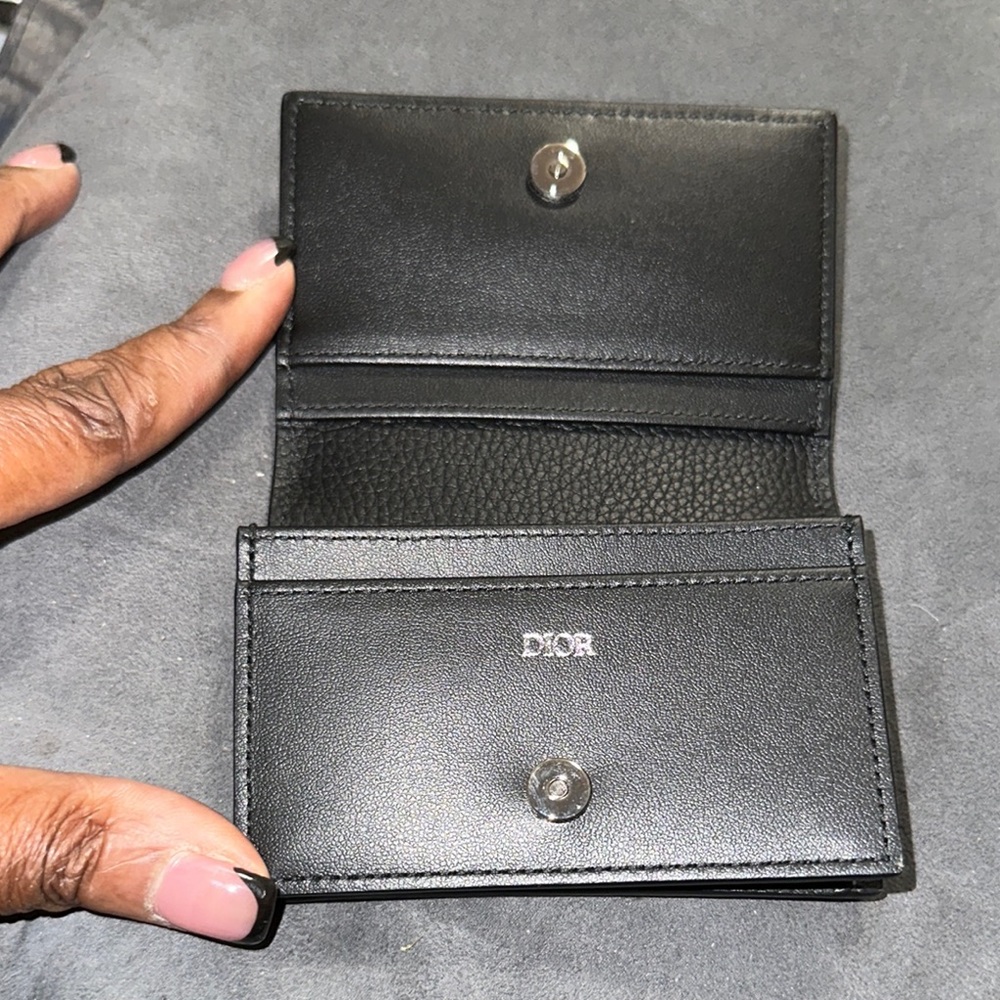 Dior Textured Black Wallet with White Stitching NWOT - Picture 5 of 8